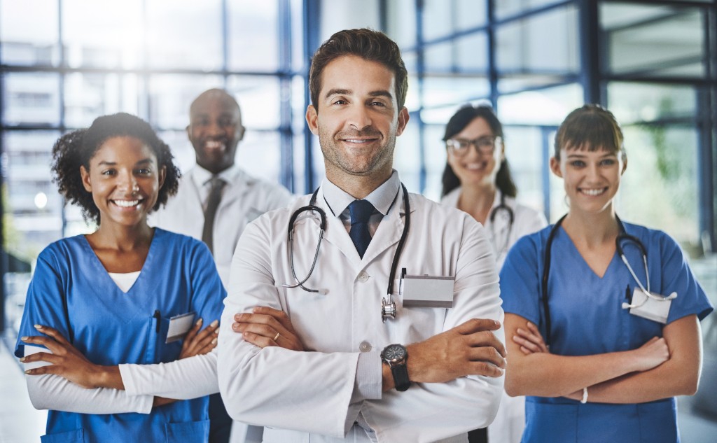 Healthcare professionals collaborating in a modern clinical setting
